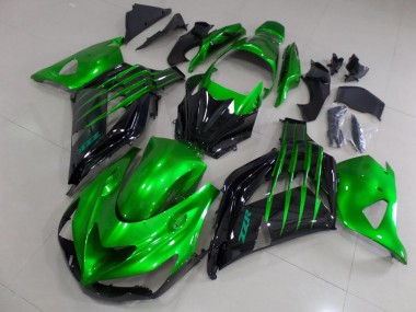 2012-2021 Candy Green and Black Kawasaki ZX14R ZZR1400 Motorcycle Fairings Kits UK Factory